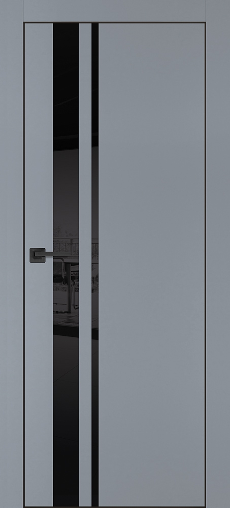Межкомнатная дверь PX-16 черная кромка с 4-х ст. Серый матовый