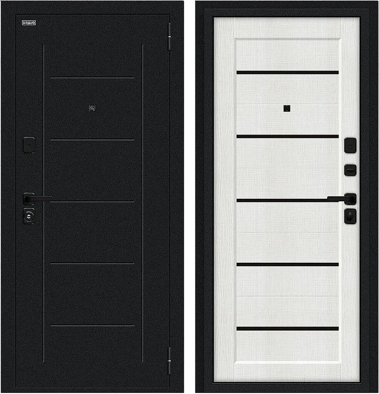 Дверь Браво Борн/SBlack Букле черное/Bianco Melinga DIS007403