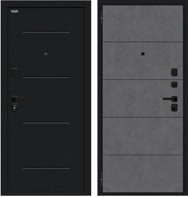 Фото Дверь Браво Граффити-1 Инсайд/SBlack Букле черное/Slate Art DIS007409
