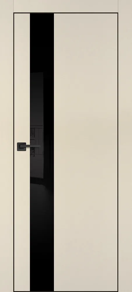Межкомнатная дверь PX-10 черная кромка с 4-х ст. Бежевый матовый